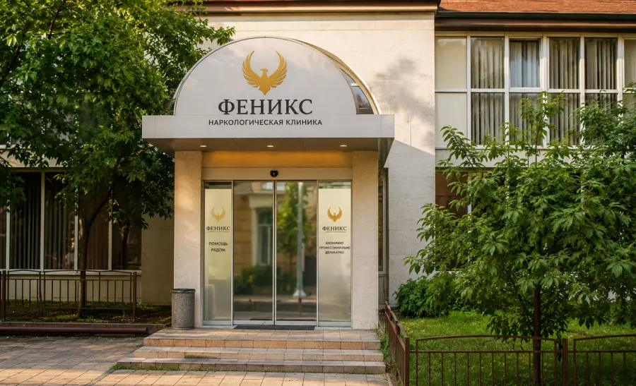 Вход в наркологическую клинику «Феникс» в Белой Холунице